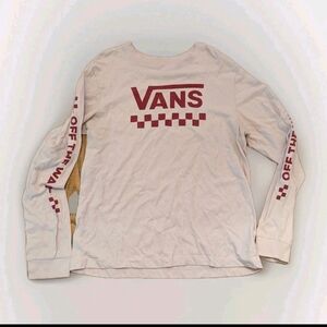 VANS Off The Wall Logo Men's White Cotton Long Sleeve T-Shirt Size XL